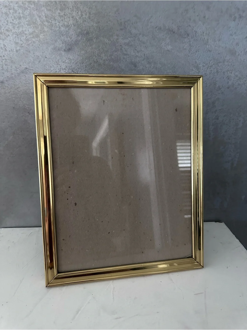 Vintage MCM Solid Brass Photo Frame Freestanding or Hanging Made in Korea 8x10 G